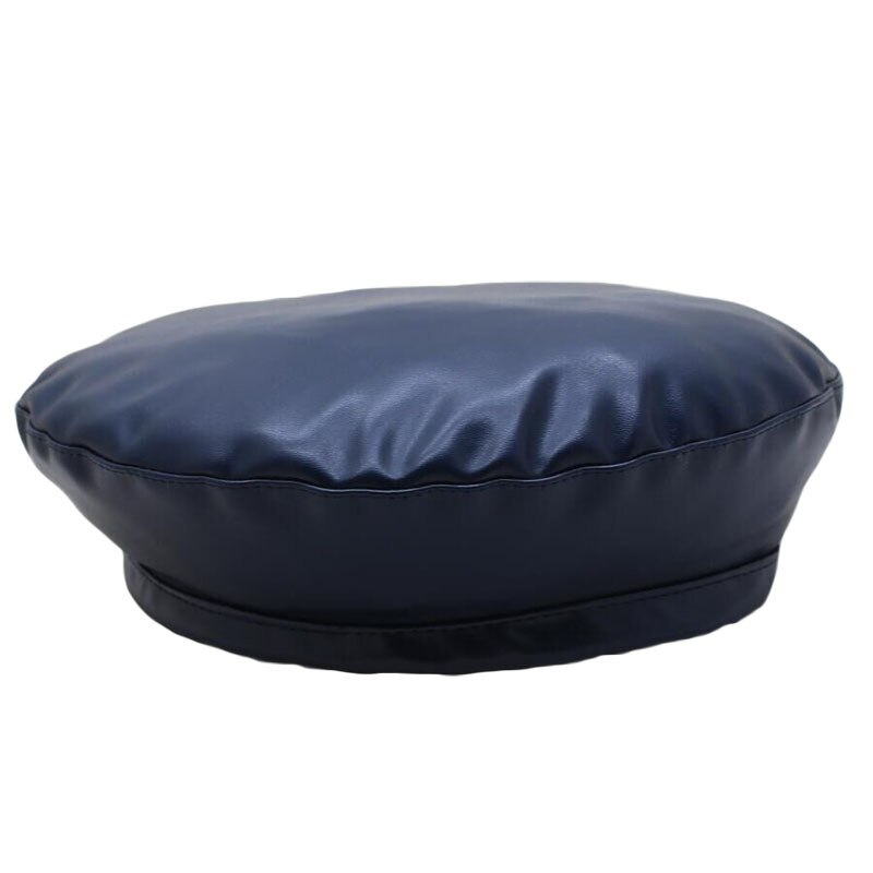 Gorro plano de cuero clásico Cortex, gorras para sol, boinas, gorro redondo, Primavera Verano, mujeres, Coreano sólido, informal, de tocado salvaje: navy blue