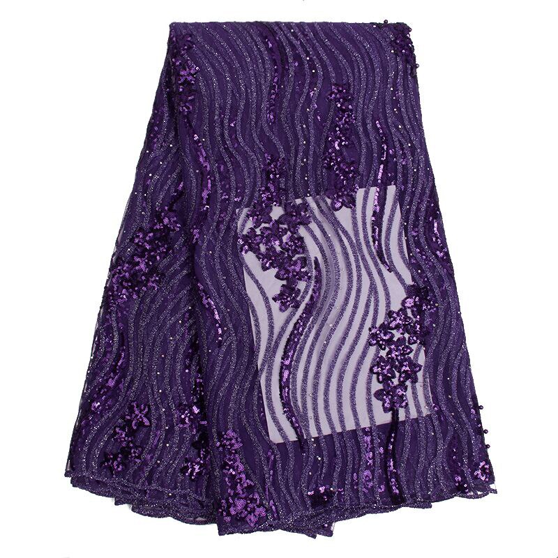 African tulle lace fabric African sequined lace fabric white mesh lace fabric is suitable for weddings2524B: Midnight Blue