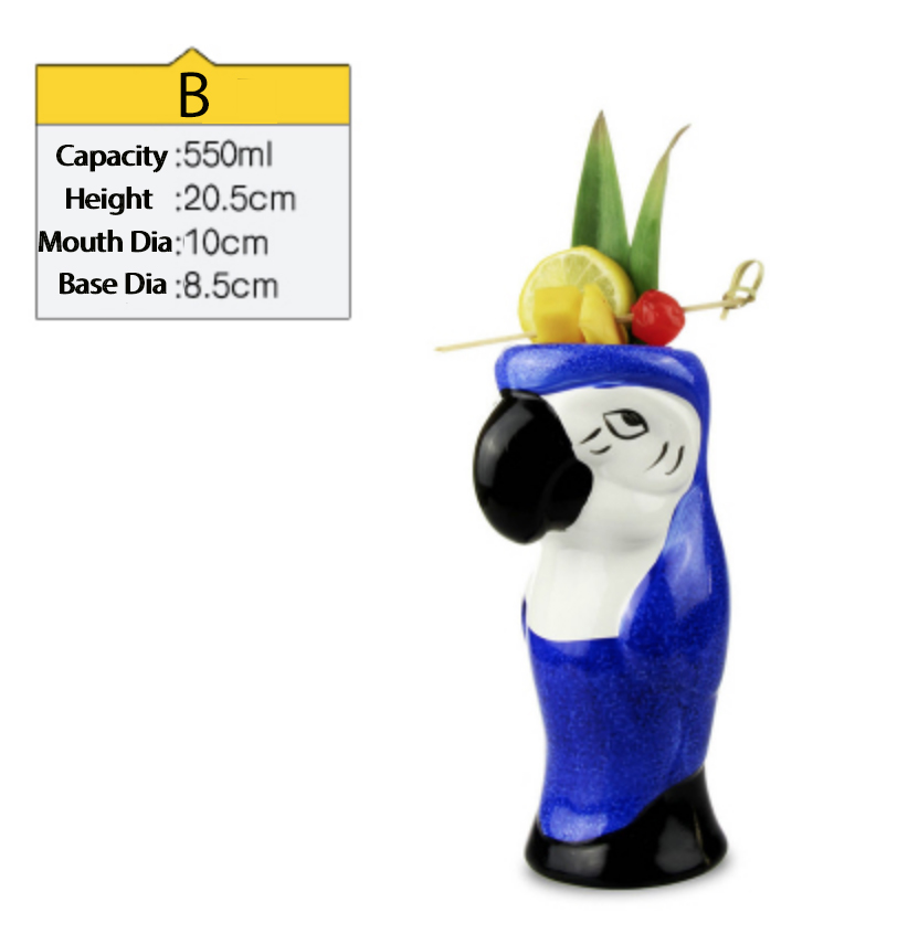 Ceramic Tiki Mug Porcelain Beer Wine Mug Cup Bar Tool ,Exotic Cocktail Glasses, Tiki Bar: Orange