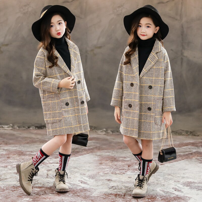 plaid children jacket for girls winter warm coat girls clothes kids outerwear autumn girls coat 4 6 8 10 12 Years