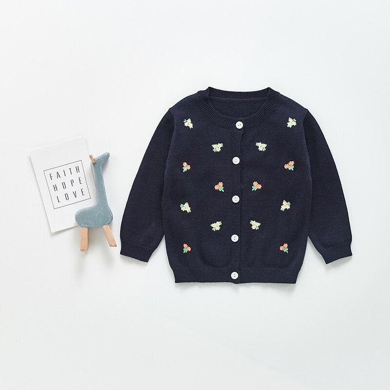 MILANCEL Herbst Neue Baby Kleidung Stickerei Mädchen zur Seite fahren Langarm Kleinkind Spitzen Lässige Kleinkind Abschläge: tief Blau / 24M