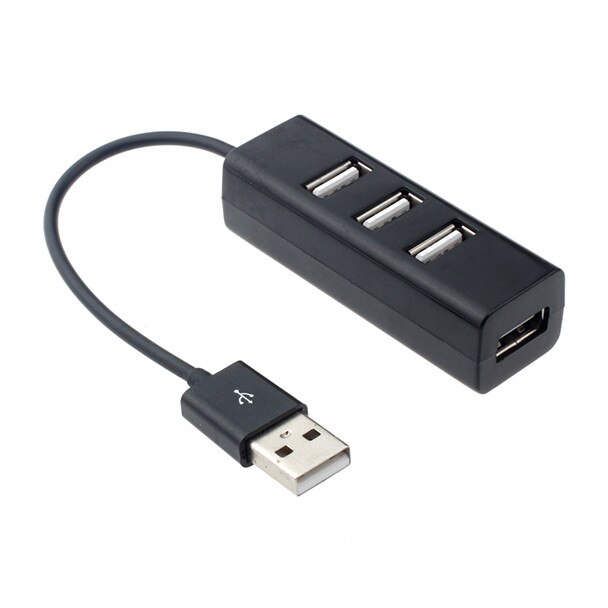 4 Port Usb Hub Mini Usb 2.0 Hi-Speed 4-Port Splitter Hub Adapter Usb Hub Voor Laptop of Desktop Computers Plug En Play Black