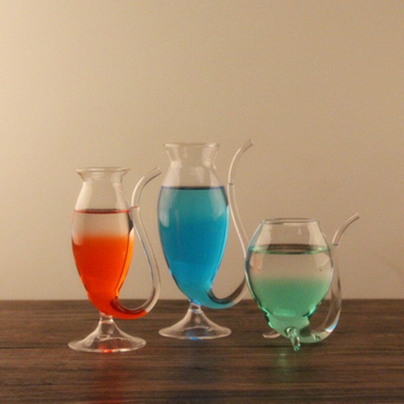 vampire glass long mouth crystal glass wine glass spirit mouse cup high temperature resistant goblet straw juice cup