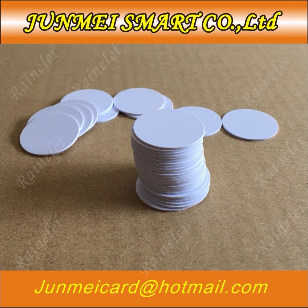 Nfc 215 kort pvc rund tag dia 25mm nfc forum type 2 tag til tagmo højtydende nfc kort