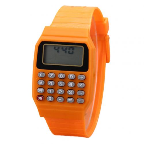 Plastic Children Digital Square Wrist Watch Mini Portable Calculator Exam Tool Kids AG4 Button Battery: Orange