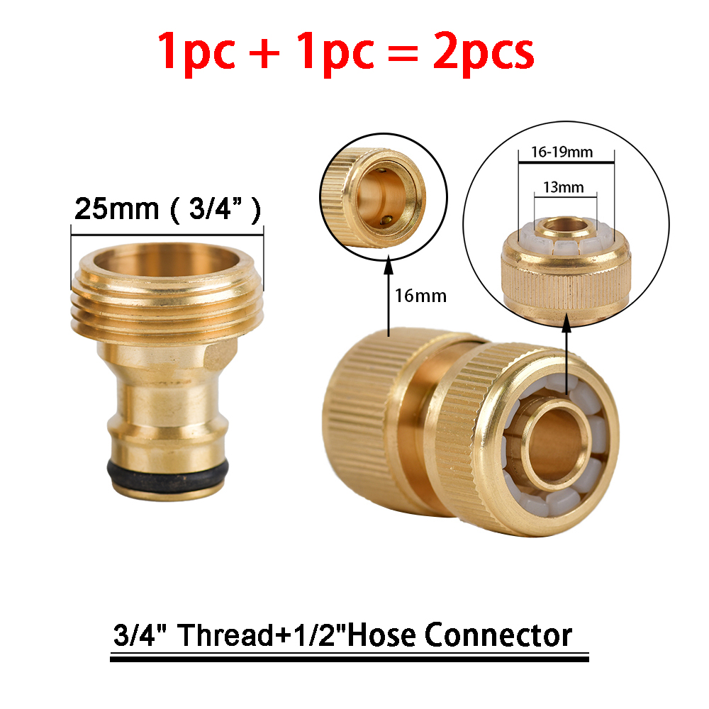 1Sets Garden Hose Quick Connect Water Hose Fitting, 3/4 Inch 1/2 Inch Brass BSP Female And Male Connector: Red