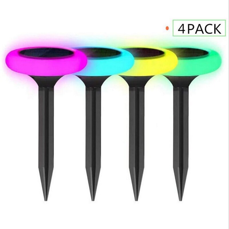 4 st solcellslampa rgb färgbyte fyrkantig trädgårdslampa 8 lägen rund rgb färgglad växlande underjordisk belysning lampor för gård dec
