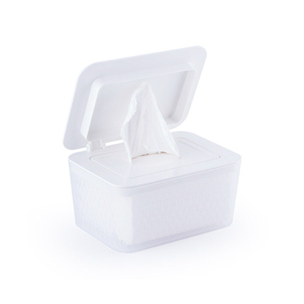 Wet Wipes Dispenser Storage Box Organizer Household Dry Wet Tissue Paper Case Box With Dust-proof Lid For Home Office Store: L Size White