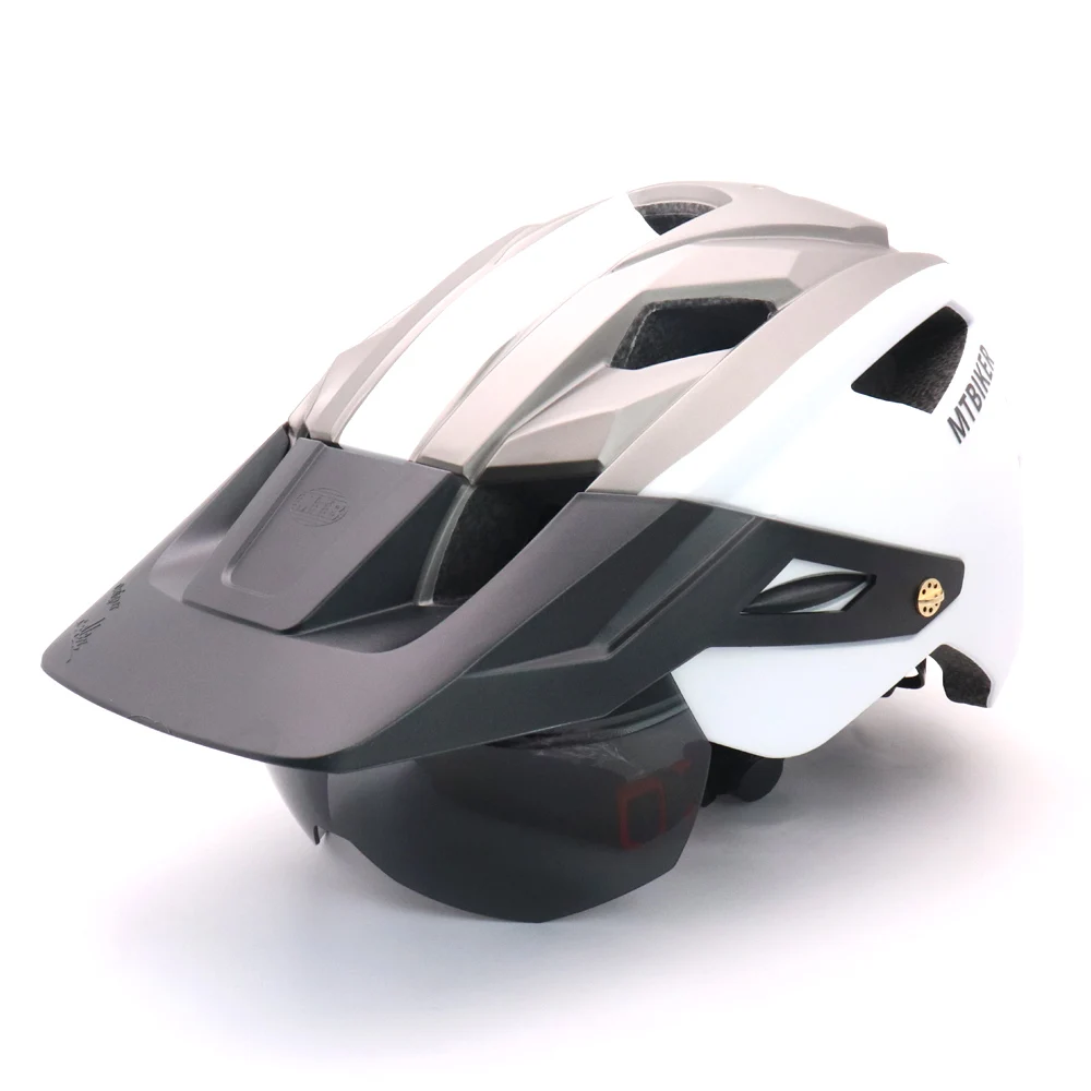 Fietshelm met zonneklep heren fietshelm zonnebril vizier racefiets mountainbike fietshelm: Blauw