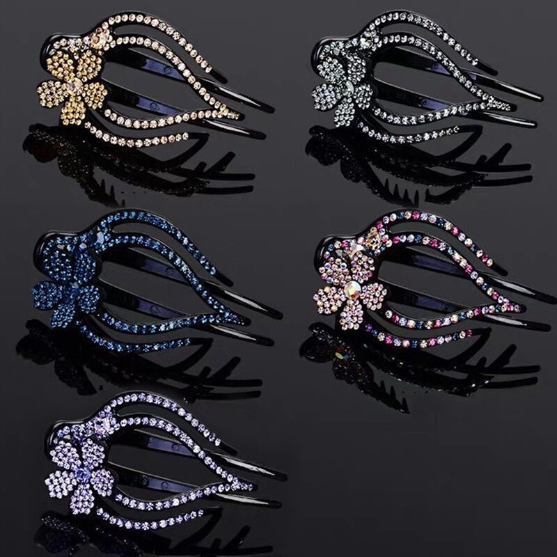 1Pc Rhinestone Flower Duckbill Hair Claws Hair Clips For Women Hairpin Ponytail Headwear Hair Styling Tools Accessories