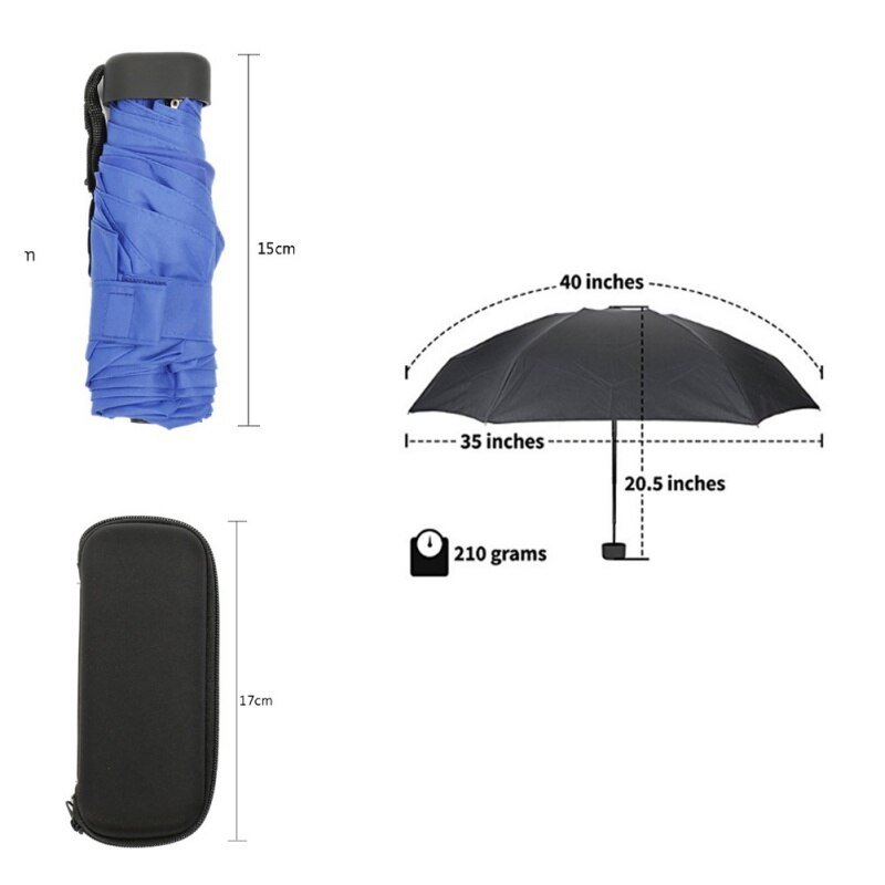 Mini Capsule Pocket Light Umbrella Windproof Folding Umbrellas Travel Compact Rain Umbrella For Women and Men: Blue