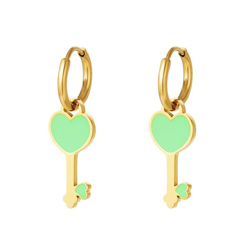 Pendientes Oorbellen Zilver Kleurrijke Enamel Cross Liefde Sleutel Hoop Earring Voor Vrouwen Wedding Charms Oorbellen Jewerly: 5