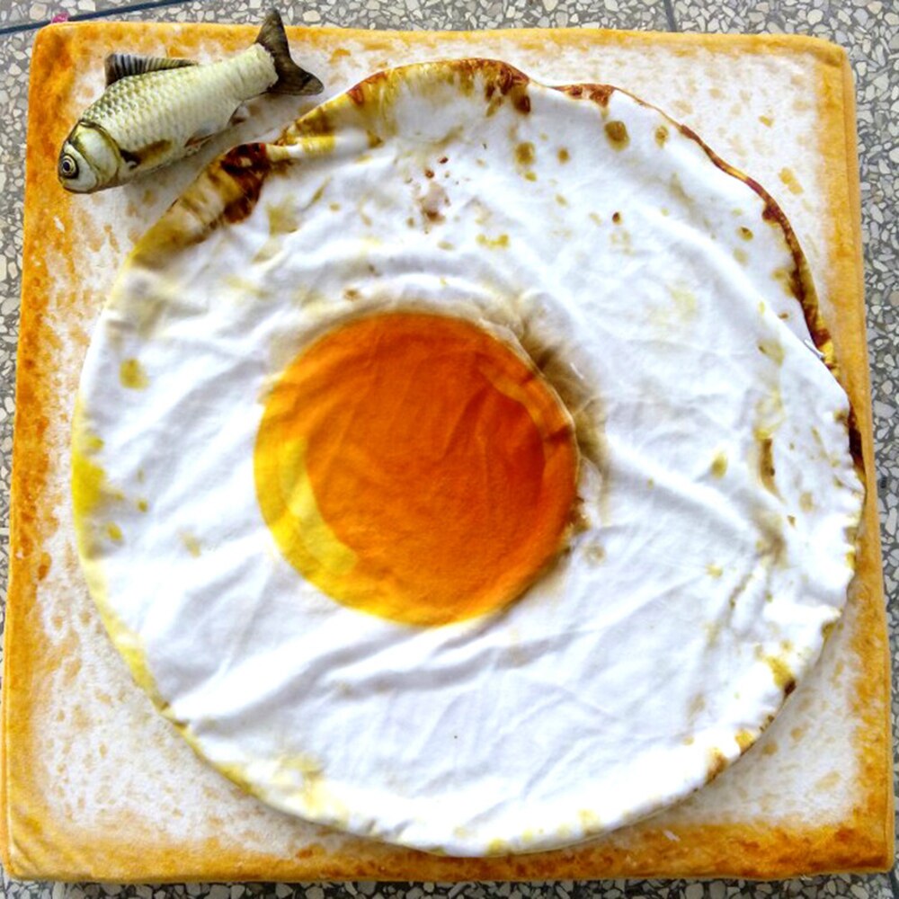 Gato cómoda para cama de perro para dormir, manta de franela suave y cálida para gatos, pan tostado y huevo escalfado, funda de alfombrilla estampada para mascotas, 1 Uds.: 60cm