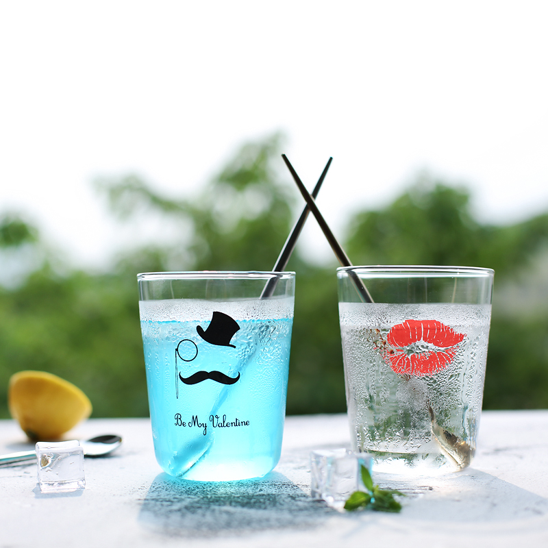 Par kopp print sommar coolt glas frukost kopp mjölk glas juice & kall dryck kopp