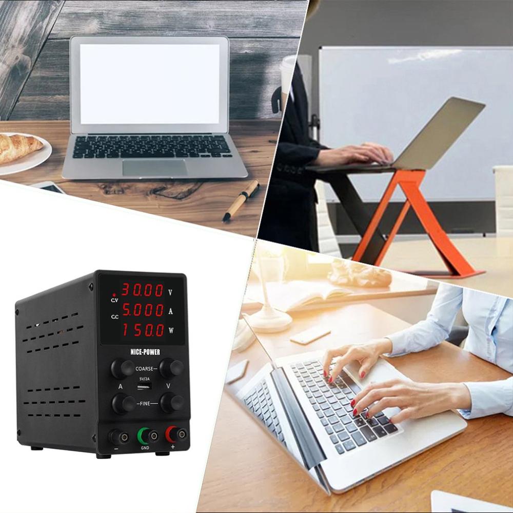 4Digits Switch Lab DC Power Supply Adjustable Digital Display Laboratory Power Source 30V 5A EU/US Plug