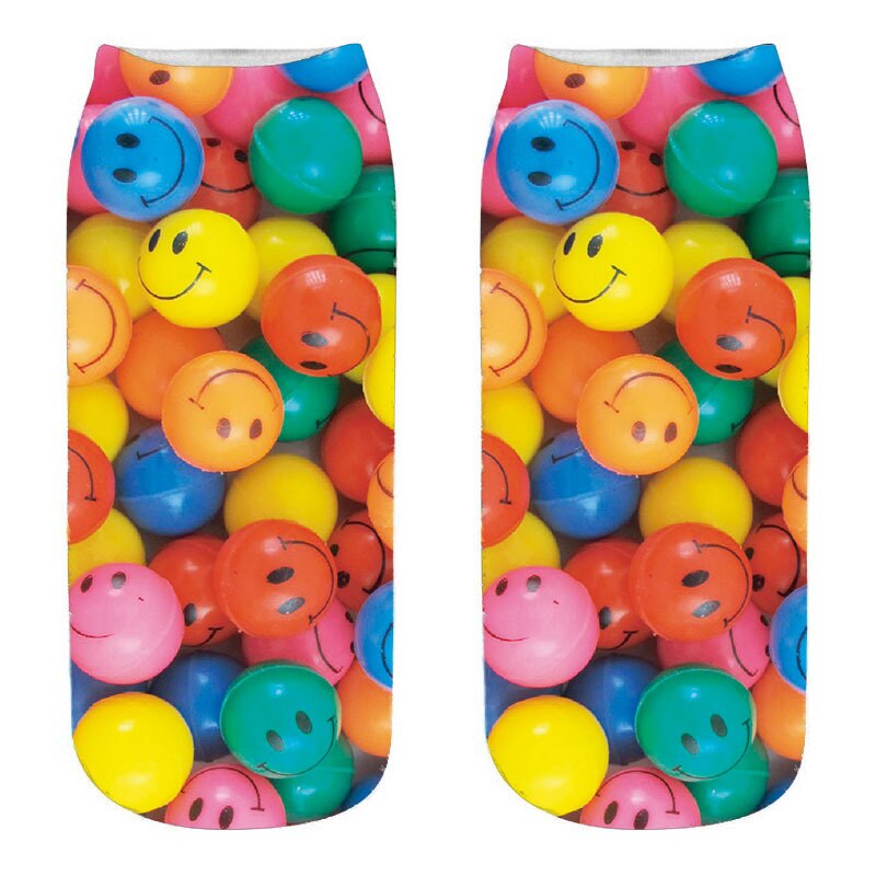 Calcetines de algodón con estampado 3D de comida para mujer, calcetín tobilleros de corte bajo, divertido, hamburguesa, patatas fritas, fruta, piruleta, Harajuku