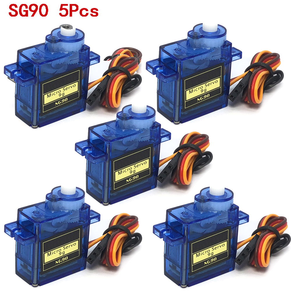 5 uds MG90S engranaje de Metal Digital 9g Servo SG90 para helicóptero Rc avión barco coche MG90 9G Trex 450 RC Robot helicóptero: Blanco
