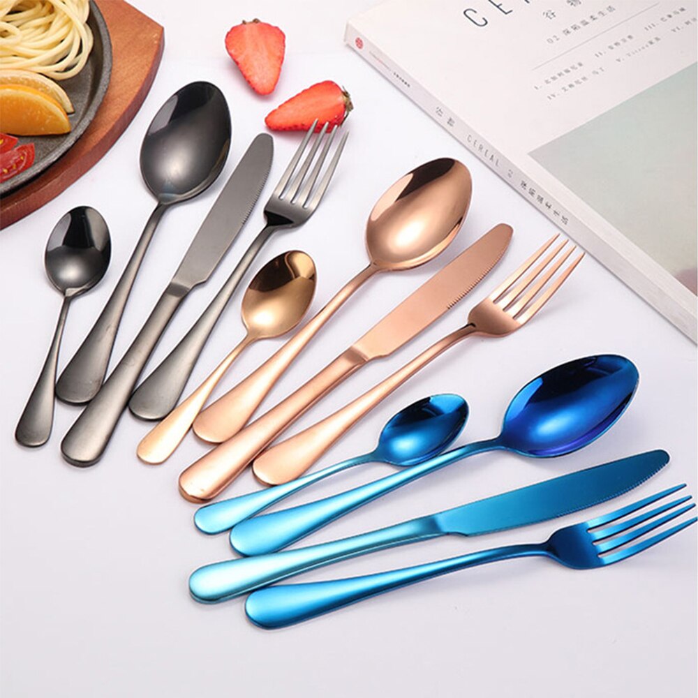 24Piece Gold Silverware Set Service for 6 Premium Stainless Steel Flatware Set With Box Include Knife Fork Spoon Knife