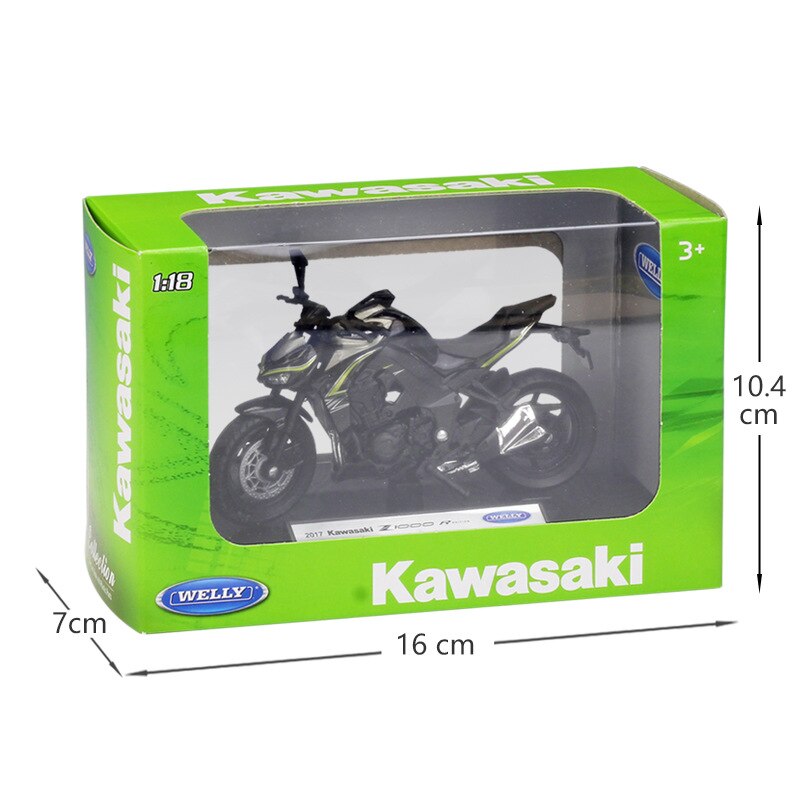 WELLY 1:18 Kawasaki Z 1000 R Diecast Alloy Motorcycle Model Toy For Children Birthday Toys Collection