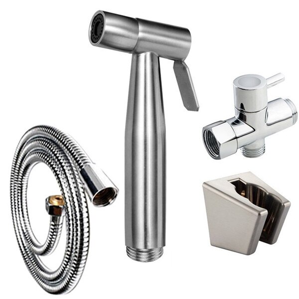 Wetips stål håndholdt hygiejnisk bruser bærbar toilet vandsprøjte toilet bidet mixer bidet hoved hygiejnisk bruser bidet vandhane: Bidet sæt 6