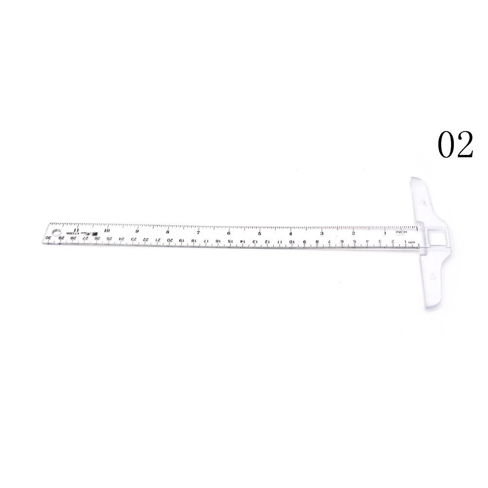 1 st 30cm t-formad linjal i plast klar transparent mått rak linjal mätverktyg: 2