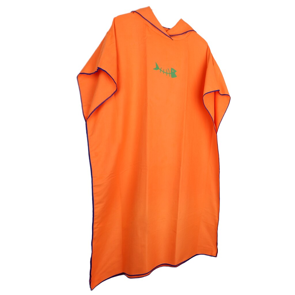Beach Surf Poncho Changing Robe With Wood For Water Sport Kite Surf Swimming: Orange