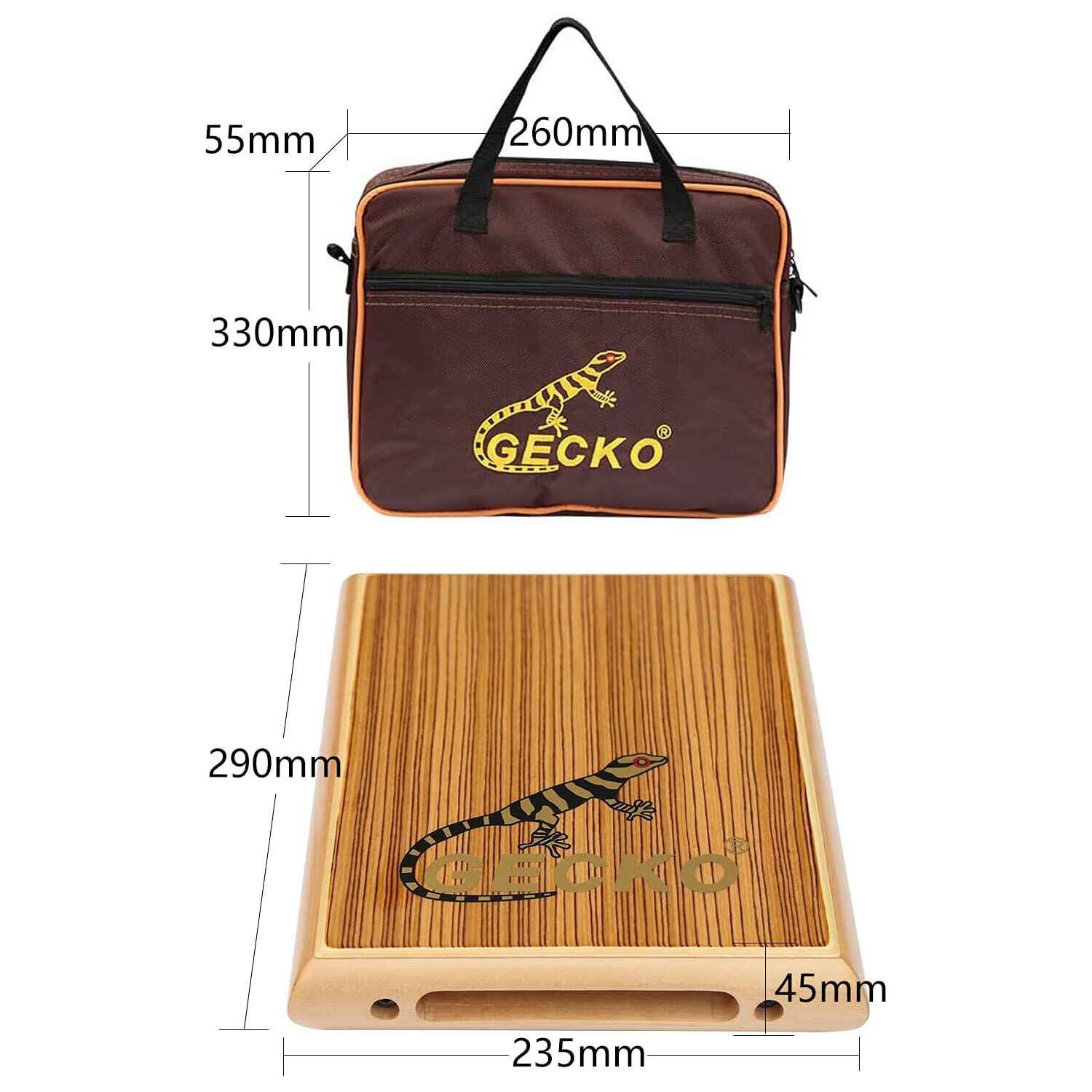 Wooden Flat Hand Drum Box Drum Cajon Drum Travel Compact Percussion Instrument with Adjustable Wrench Carrying Bag