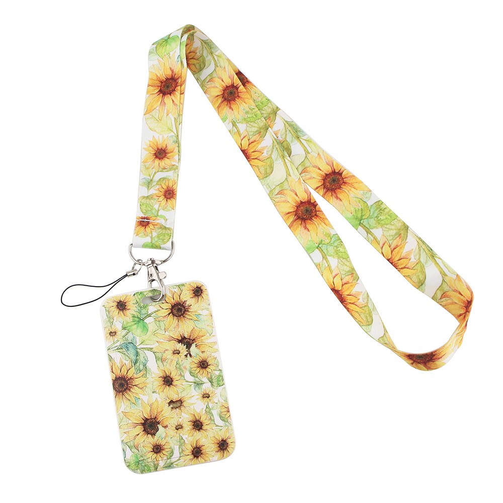 CB083 Zonnebloem Mode Kunst Lanyard Id Badge Houder Bus Pass Case Cover Slip Bank Credit Kaarthouder Strap Card houder: 3