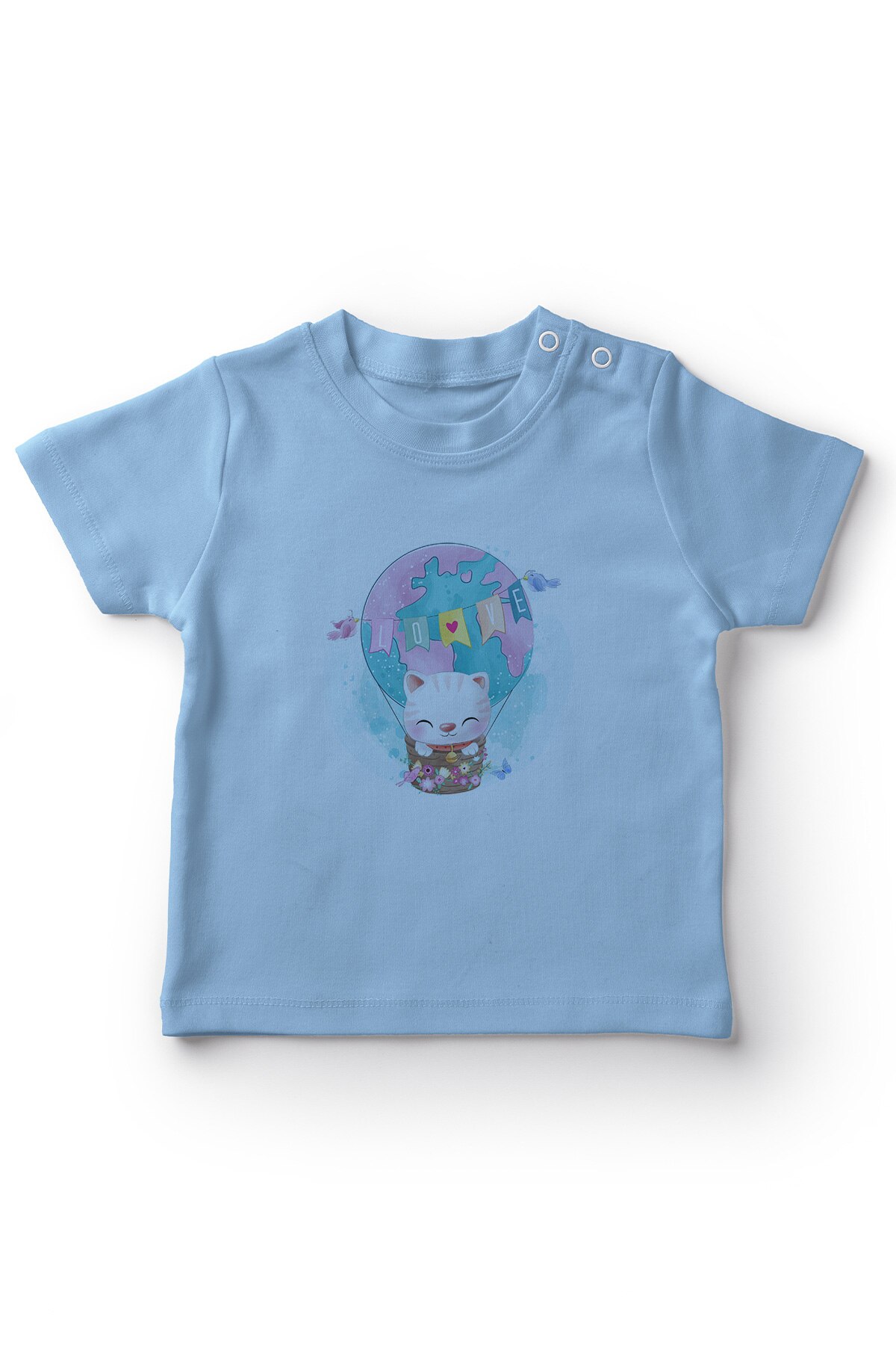 Angemiel Baby Balondaki Cute Cat Baby Boy T-Shirt Blue