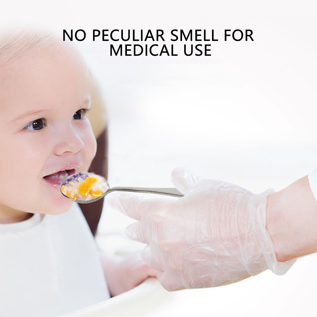 100pcs Transparent Disposable Gloves- Latex Rubber Anti-Pollution Transparent Gloves Cleaning Hygiene Disposable Gloves#35