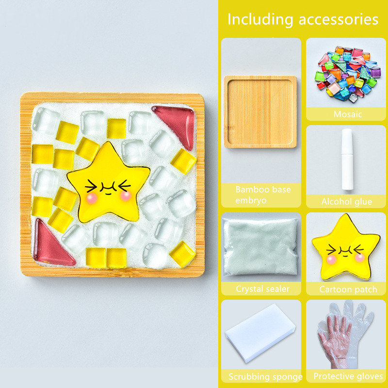 1Set Glas Mozaïek Tegels Voor Diy Handgemaakte Hobby Bamboe Coaster Handgemaakte Voor Kinderen Puzzel Mozaïek Materiaal