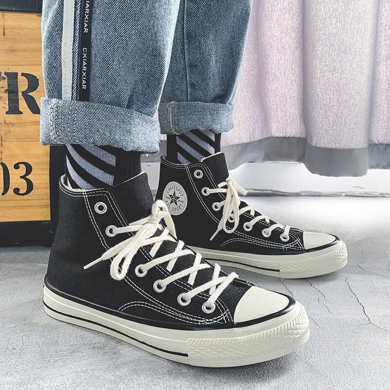 Casual schoenen heren klassieke heren canvas schoenen effen goedkope heren gevulkaniseerde schoenen laag hoog bovenwerk veterschoenen herenschoenen: 7