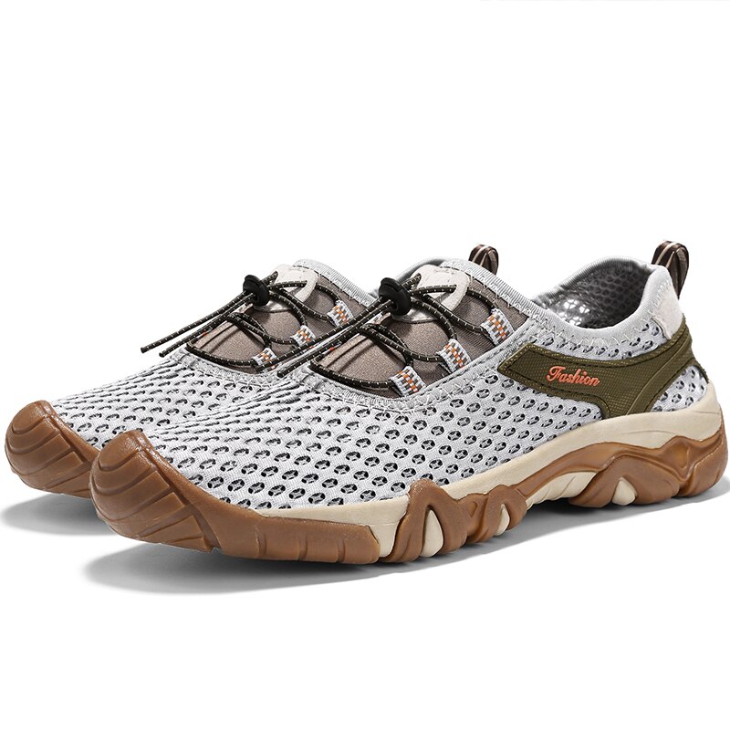 Letnie buty do wody odkryte buty sportowe na co dzień Mesh oddychające buty na plażę Upstream dla mężczyzn buty do wody elastyczna opaska solidna tenisówka: gray / 44