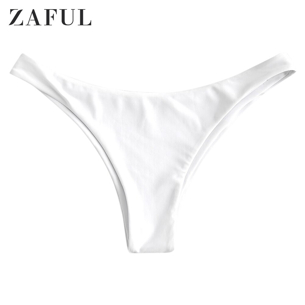 Zaful høj udskæring svømmebund kvinder sexet ensfarvet badedragt shorts sommer strand badedragt bikini trusser: Hvid / M