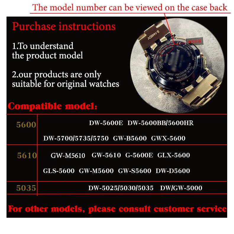 Funda de Metal + correa de goma para reloj G-SHOCK DW5600/5610 GW5600E, carcasa de acero inoxidable para Casio DW/GW5000 DW5035, accesorios