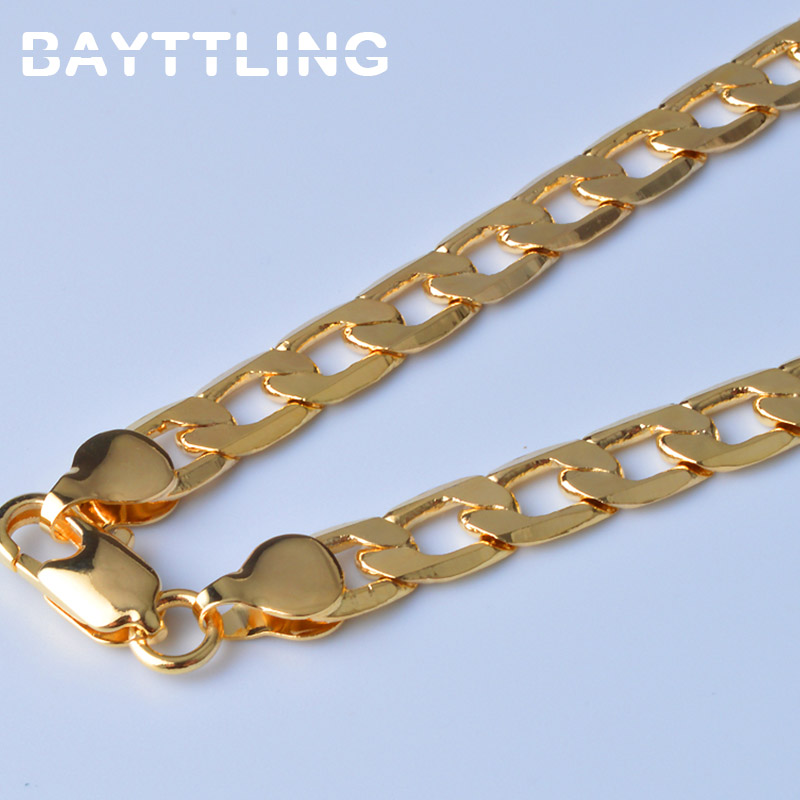 Bayttling 925 Sterling Zilver 10Mm 20-Inch Gouden Figaro Ketting Voor Vrouw Mannen Wedding Party Sieraden paar