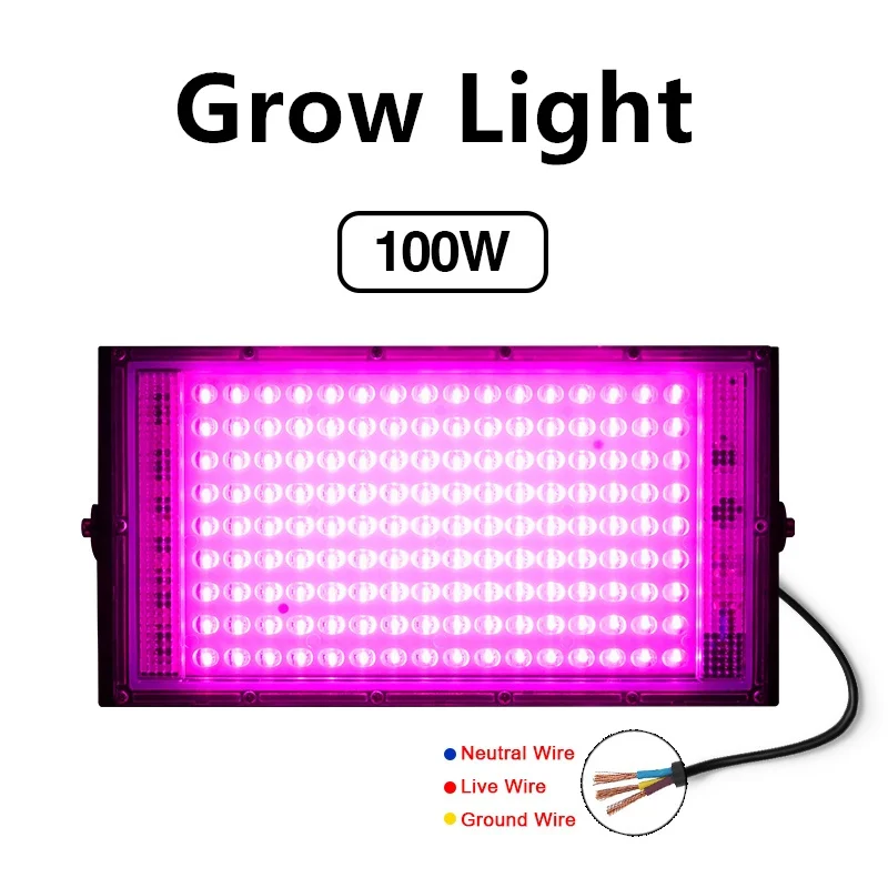 Lampe horticole de croissance LED, 50/100W, AC 220V, pour serre/chambre de culture, éclairage pour plantes: WHITE