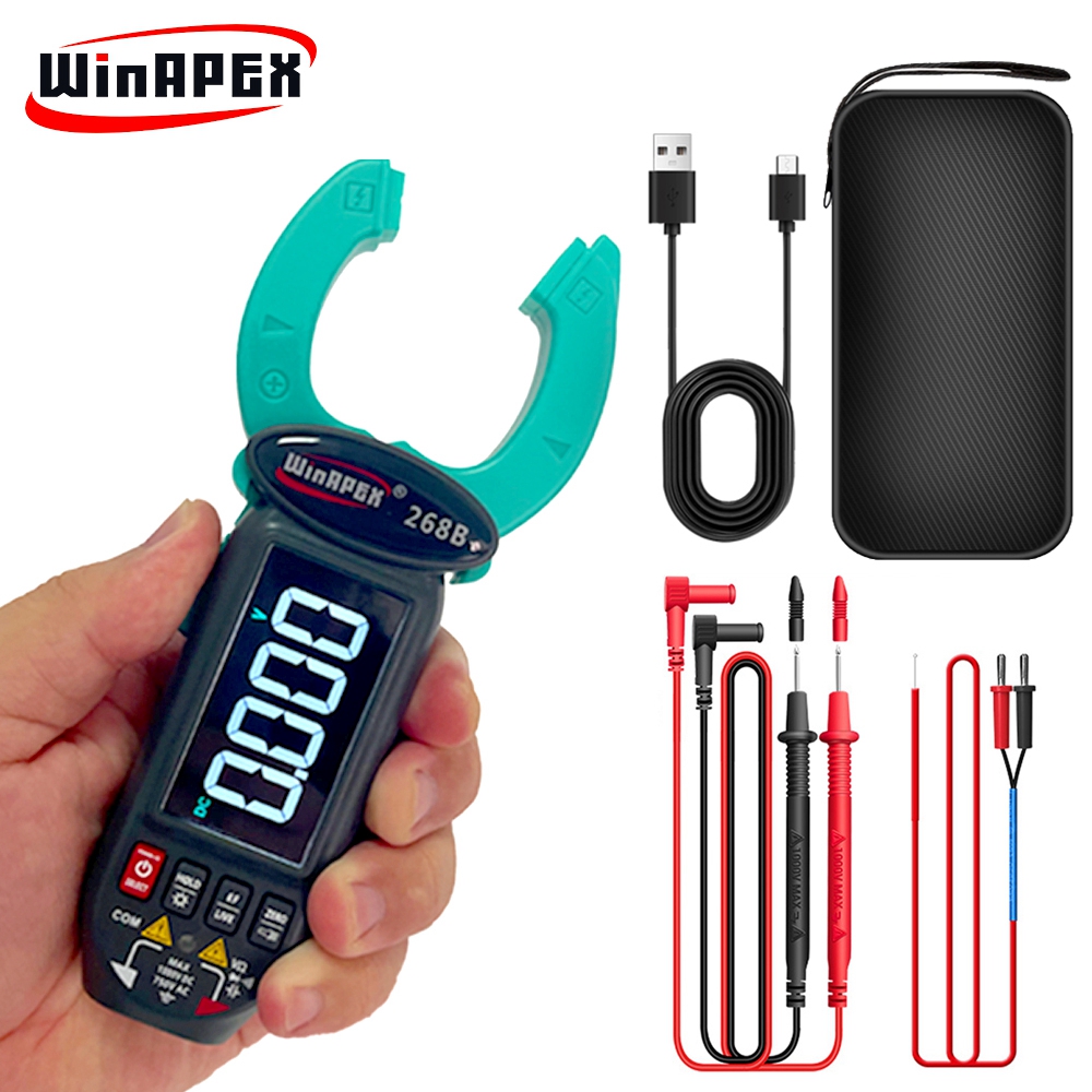 WinAPEX 268B Leakage Current Detect Clamp Meter 0.1mA Precision True RMS Multimeter AC DC 60A Type-C Screen Rotation Clamp Meter