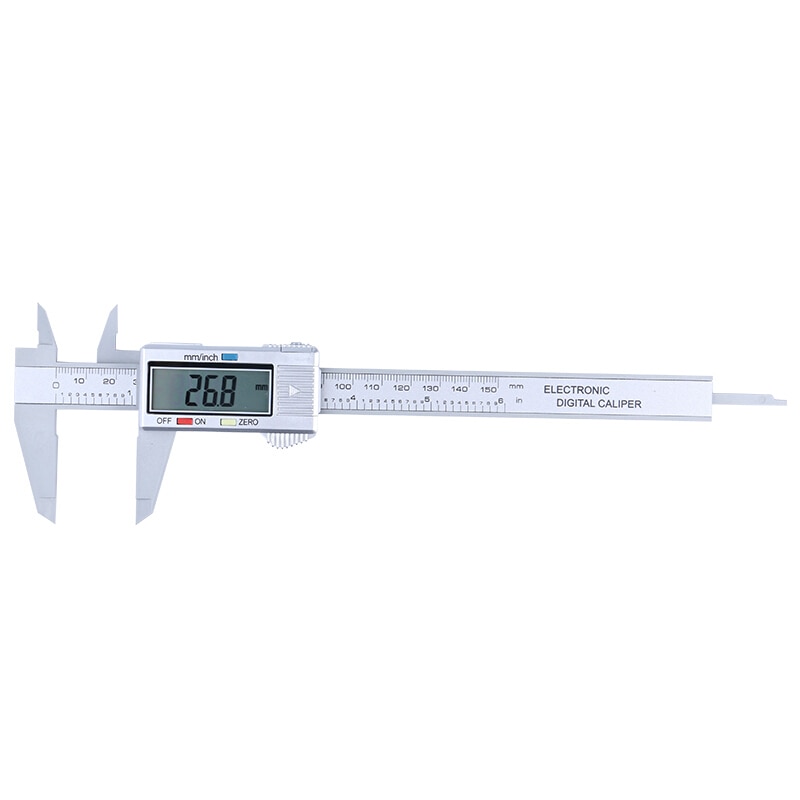 Calibrador Vernier de 0 a 150mm, herramienta de medición de 6 pulgadas, Micrómetro de regla de fibra de carbono electrónica Digital LCD de plástico: Default Title