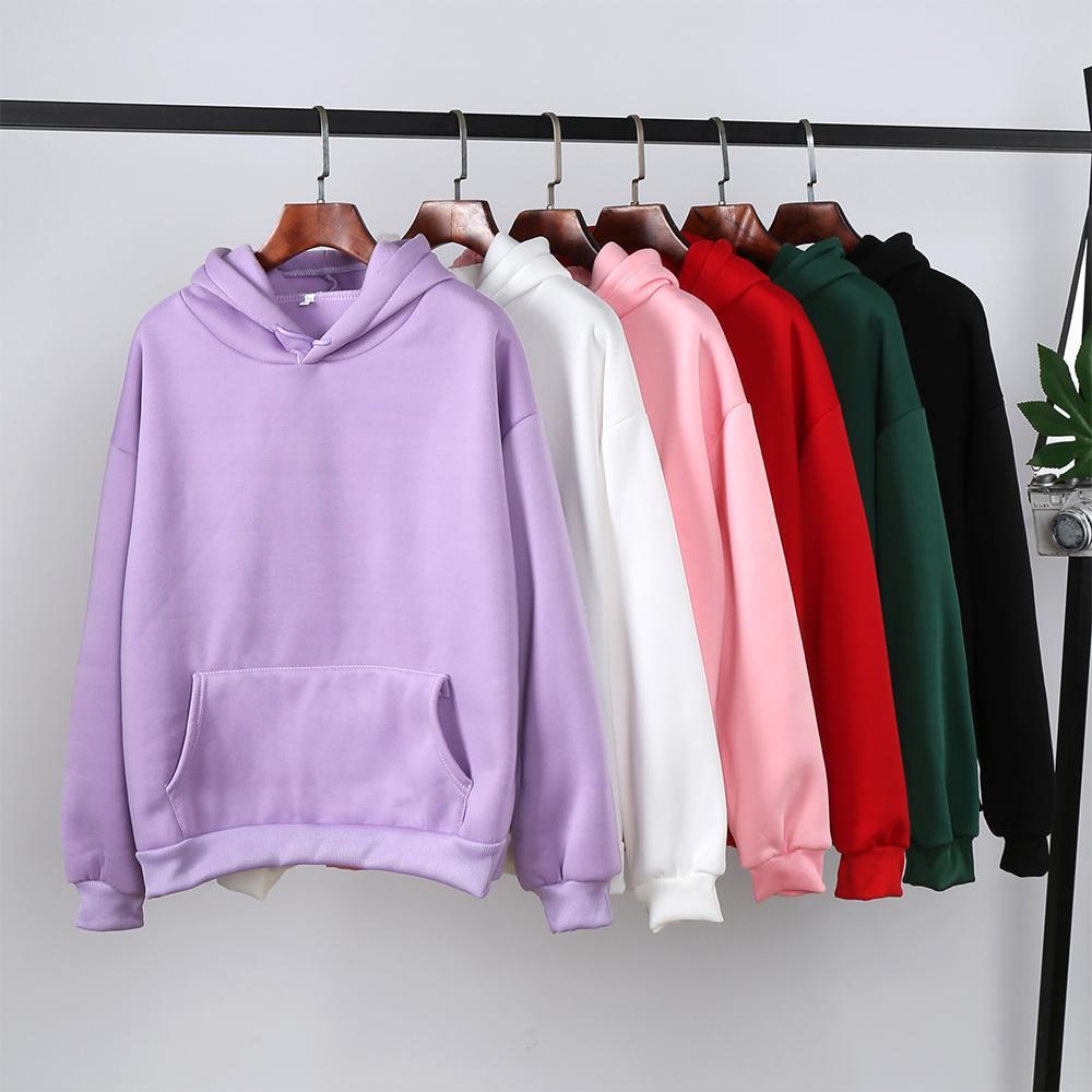 Sudadera con capucha de gran tamaño para mujer, suéter básico de terciopelo para mujer, Tops Harajuku de manga larga informales, Sudadera con capucha de Color sólido