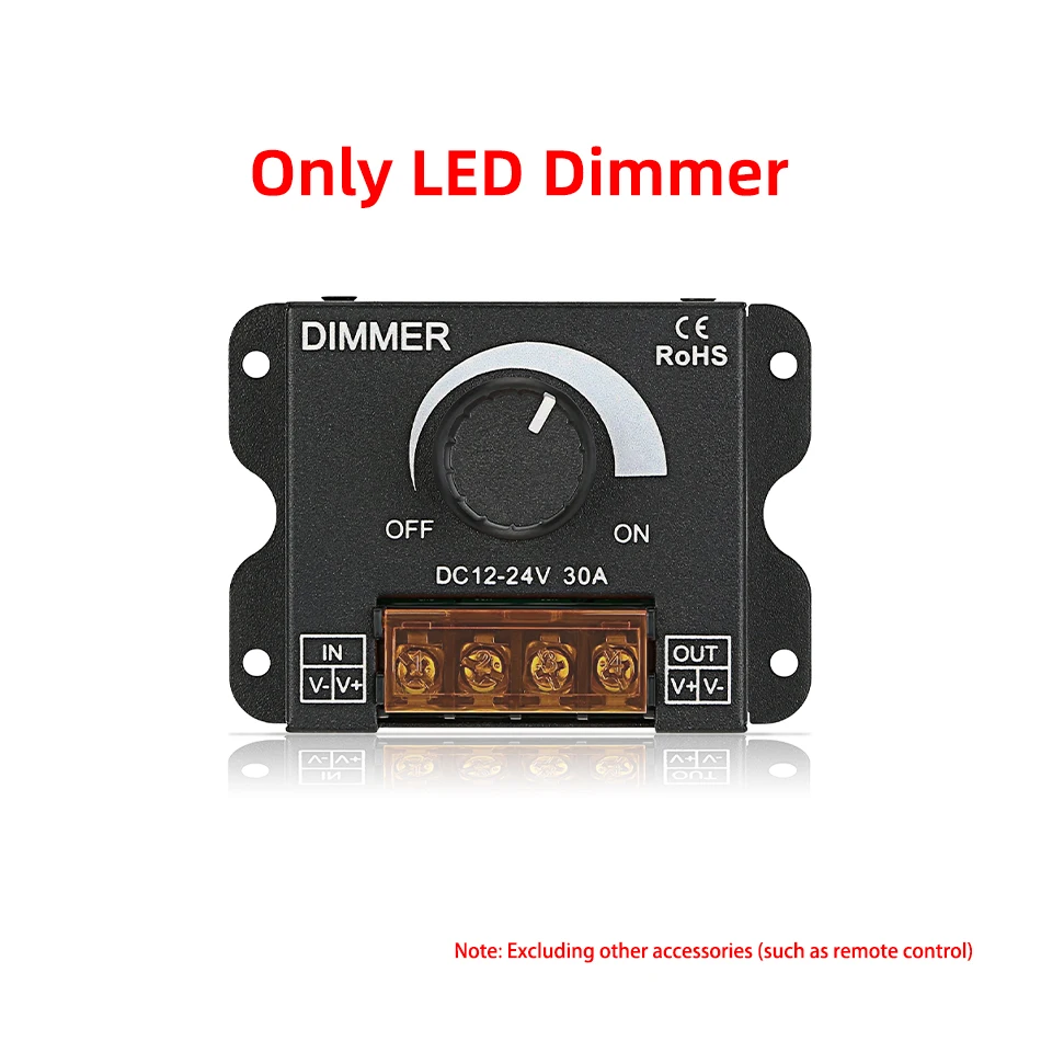 Variateur de bouton LED 30A, potentiomètre réglable haute puissance, contrôleur de commutateur de gradation et télécommande sans fil RF DC 12V 24V: Beige