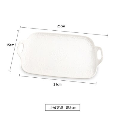 Plato Rectangular de cerámica de estilo europeo para hornear, platos de ensalada, postre, fruta, bandeja, vajilla, plato de pescado, plato frío, Pla: E