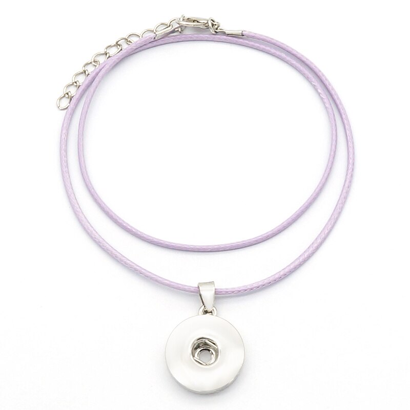 simple Beauty colorful Wax line rope Snap necklace Collar 42cm Lobster Buckle fit DIY 18MM snap buttons DJ0164: purple