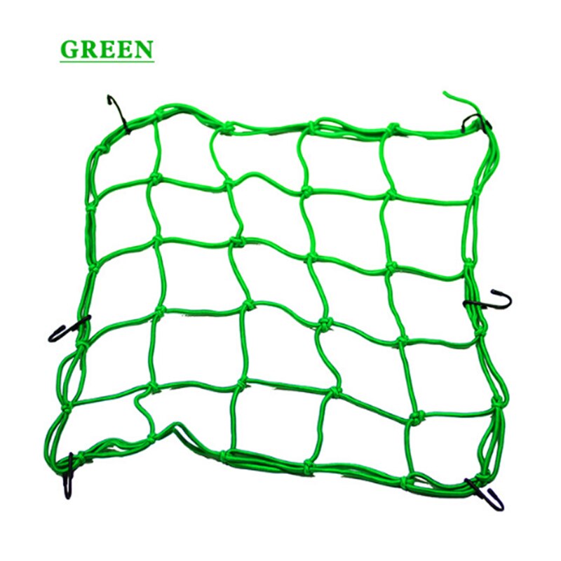 1pc Universal 6 Hooks Bungee Cargo Net Motorcycle Motorbike Helmet Hold Down Fuel Tank Luggage Mesh Storage Organizer Net Bag: green