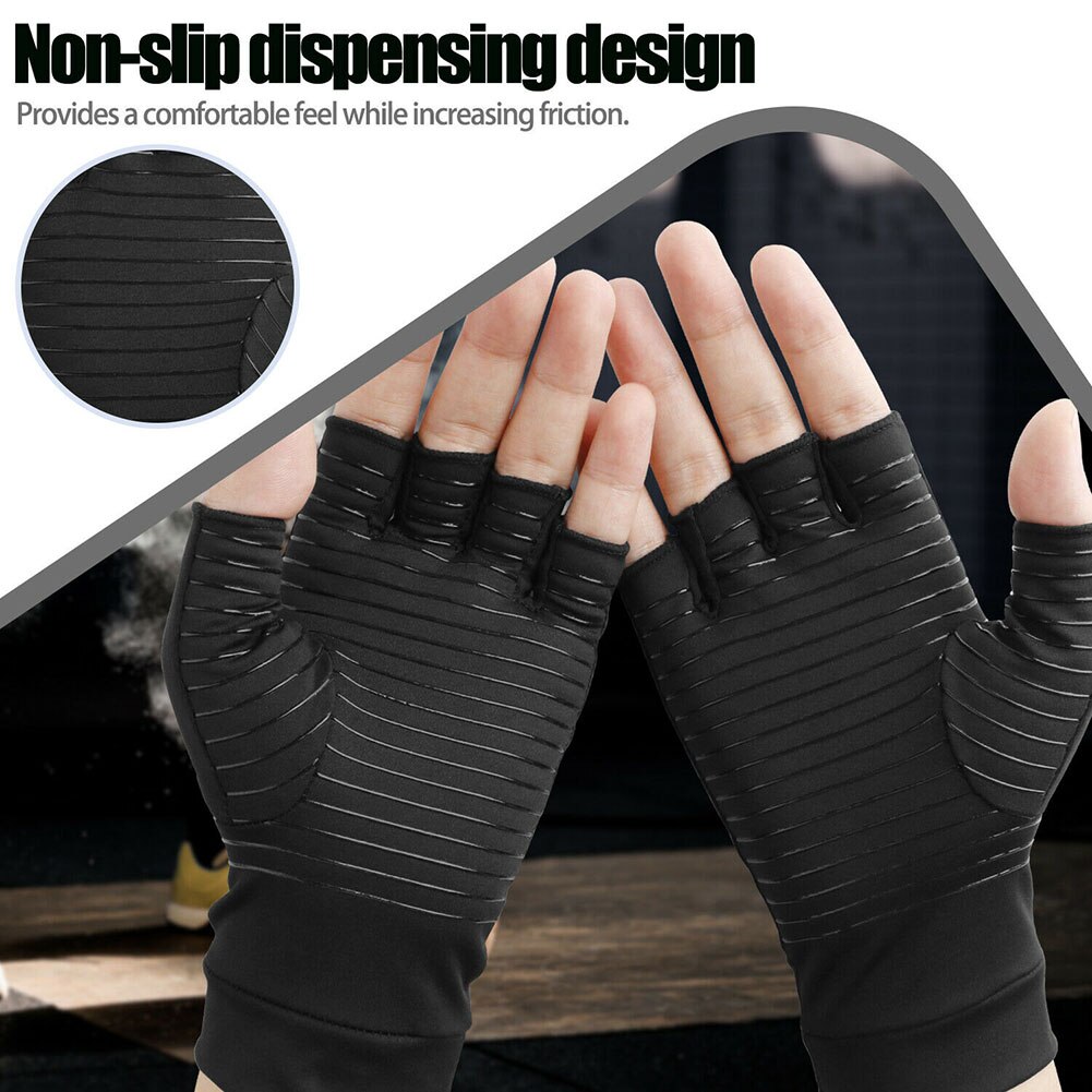 Good Healthy Copper Fiber Compression Arthritis Gloves Pain Relief Wrist Joints Support Brace
