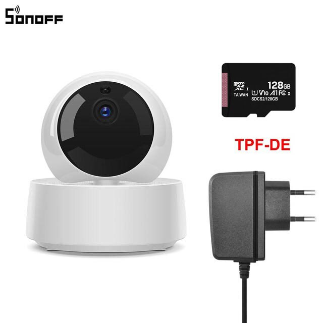 Sonoff-câmera de segurança sem fio, wi-fi, ip 1080p, babá eletrônica, alarme, câmera inteligente, vigilância: DE and 128G TF Card