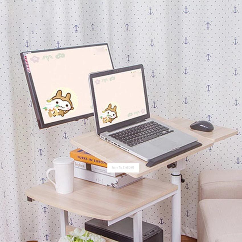 Portable Computer Table Adjustable Lifting Standing Laptop Desk Bedroom Removable Storage Small Side Table Mini Sofa Cabinet