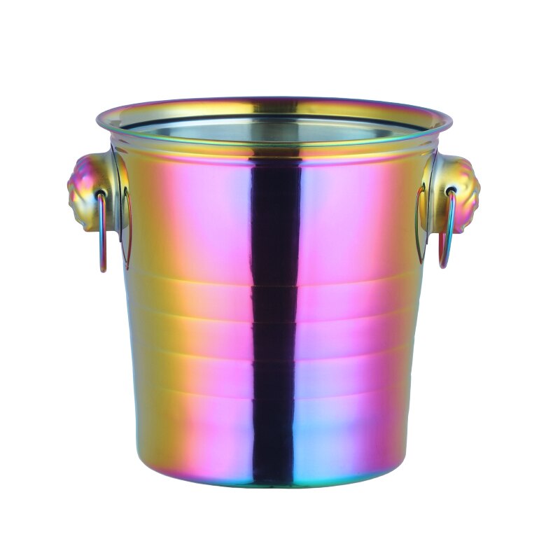 Stainless Steel Ice Bucket Gold Ice Holder Container With Scoops Whiskey Beer Ice Chiller Cooler Bar Tool For Party: Rainbow NO.0