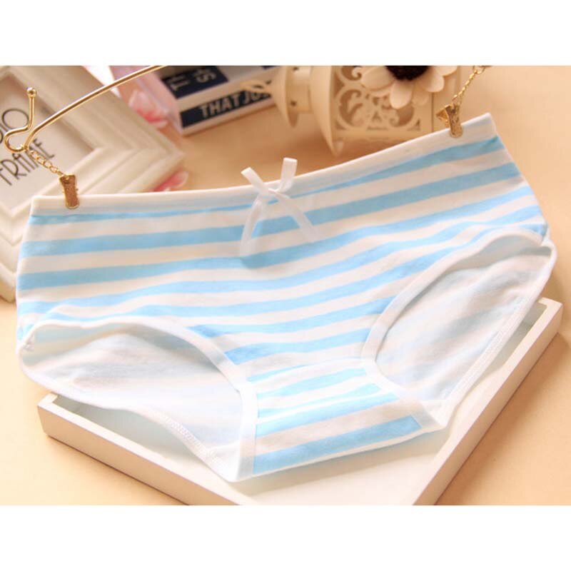 Neue Frauen Anime Stil Intime Höschen Blau Rosa Grün Schwarz Süssigkeit Farbe Streifen Unterwäsche Unterhose Mädchen Cosplay Kawaii Lolita: hell Blau