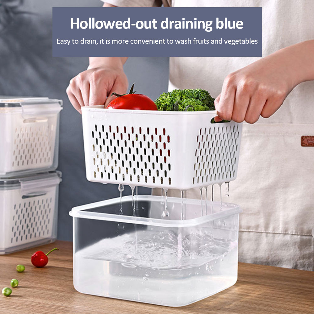 Égouttoir à légumes et fruits, boîte de rangement de cuisine, réfrigérateur pour garder au frais, bac à légumes et fruits, panier en plastique multifonctionnel